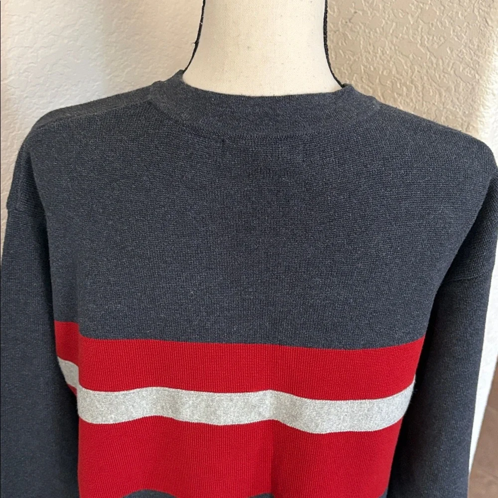 Vintage 90’s Structure blue & red striped V-neck sweater Size M